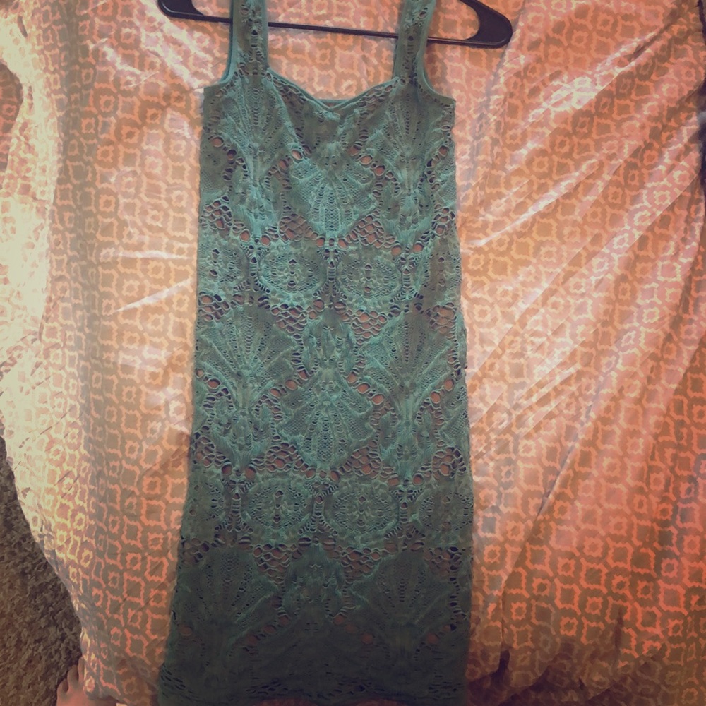 free people grey/teal body con dress. size M/L.